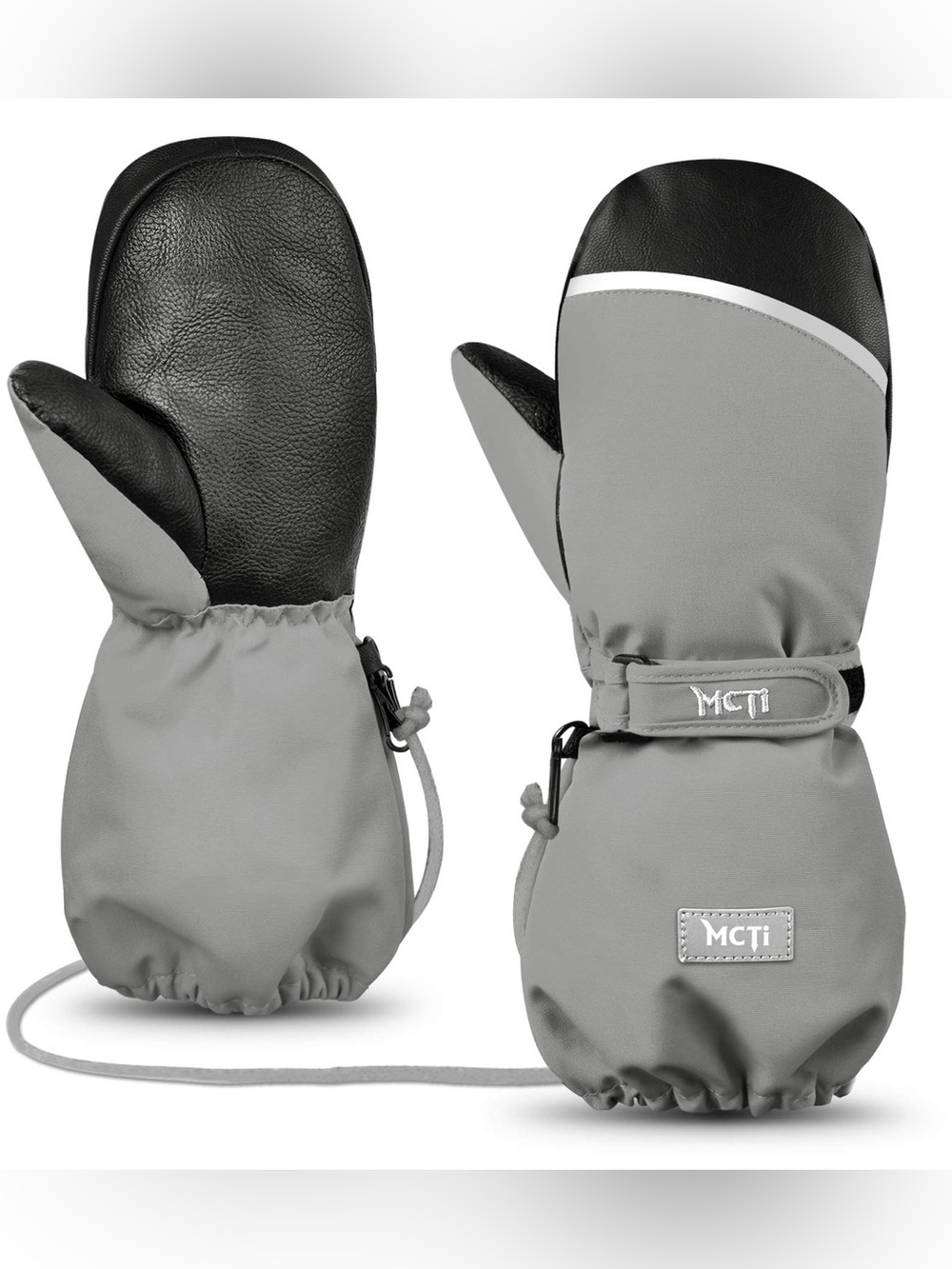 MCTi Sherpa Lined Winter Mittens Waterproof Ski Kids Size XS Gray No String